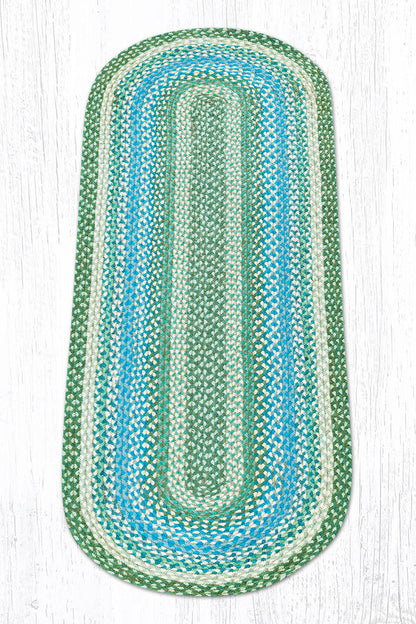 C-419 Sage, Ivory and Settlers Blue Braided Rug