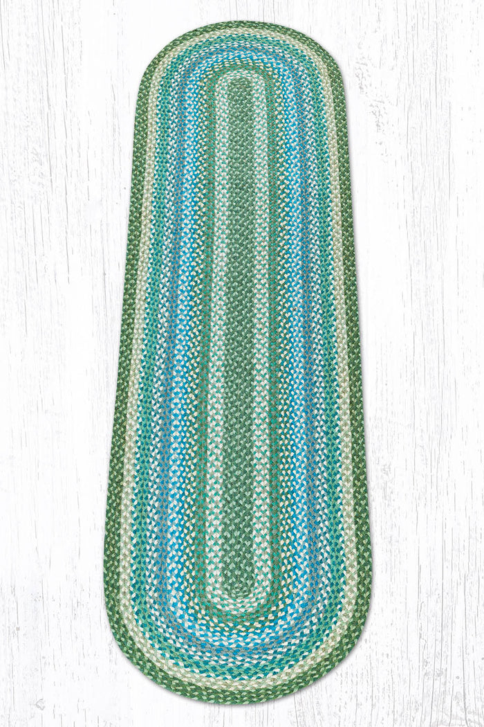 C-419 Sage, Ivory and Settlers Blue Braided Rug