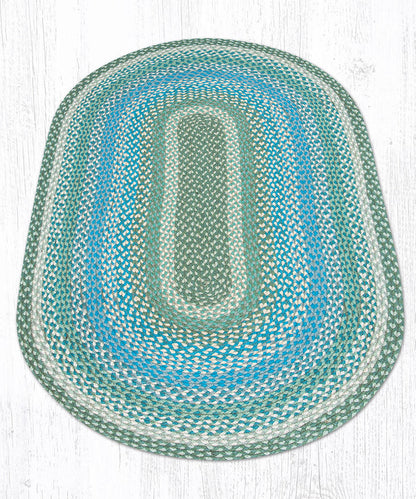 C-419 Sage, Ivory and Settlers Blue Braided Rug
