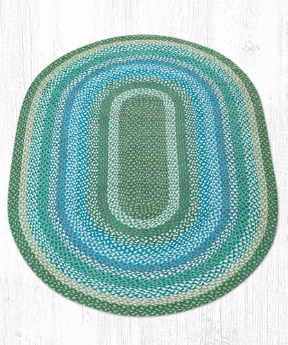C-419 Sage, Ivory and Settlers Blue Braided Rug