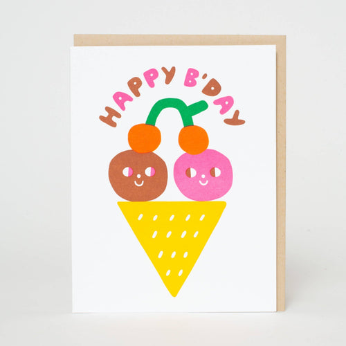 Birthday Ice Cream Wishes Letterpress Card - Suzy Ultman