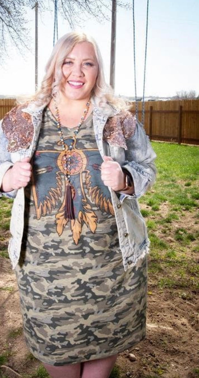 Camo Thunderbird Dress *WITH POCKETS