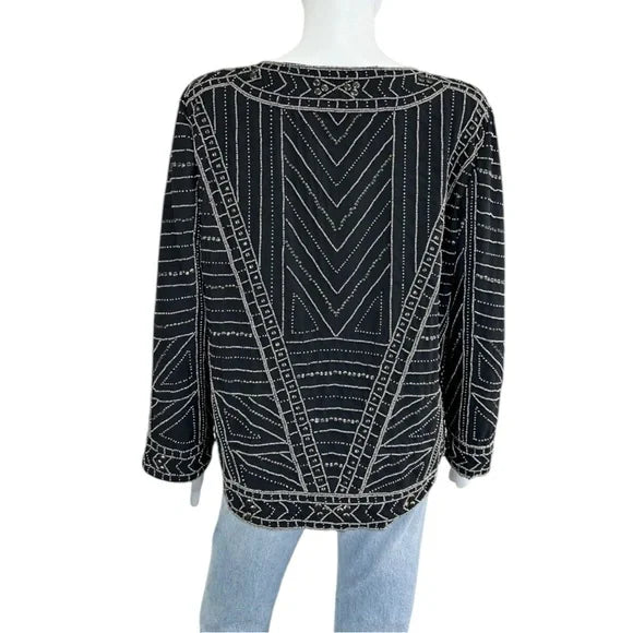 Velvet by Graham & Spencer Beaded Dress Jacket in Black
