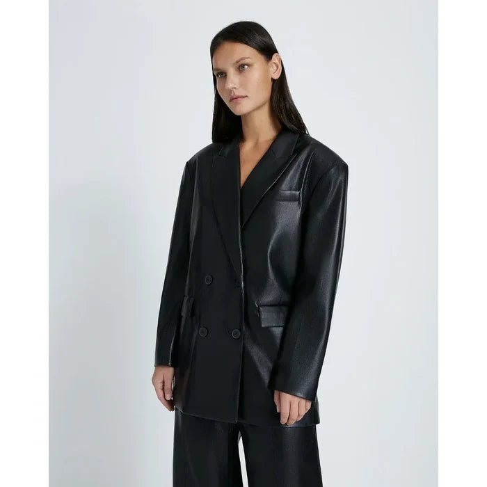 7 For All Mankind Faux Leather Jacket in Black