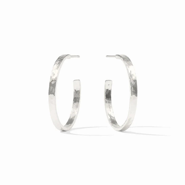 Crescent Hoop Earrings Silver