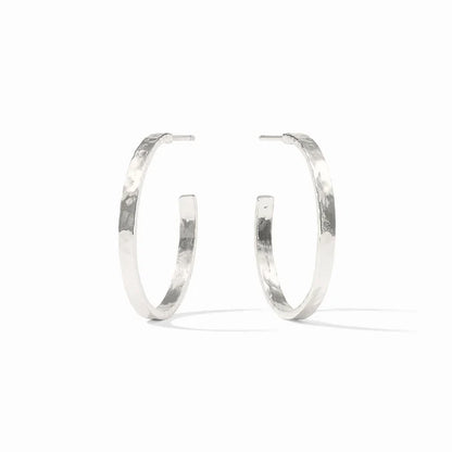 Crescent Hoop Earrings Silver