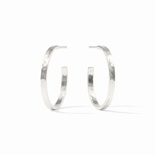 Crescent Hoop Earrings Silver