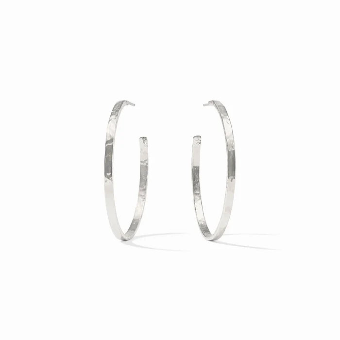 Crescent Hoop Earrings Silver