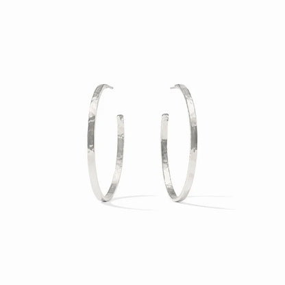 Crescent Hoop Earrings Silver