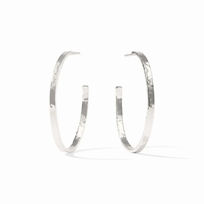 Crescent Hoop Earrings Silver