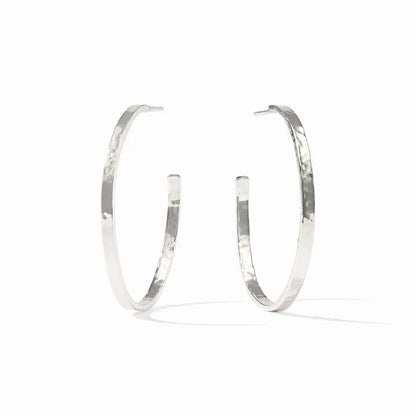 Crescent Hoop Earrings Silver