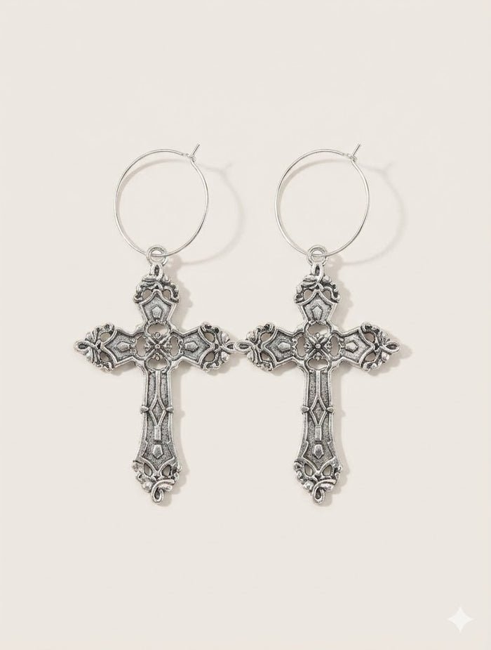 cross hoop earrings minimalist design lightweight comfortable everyday jewellery modern understated style