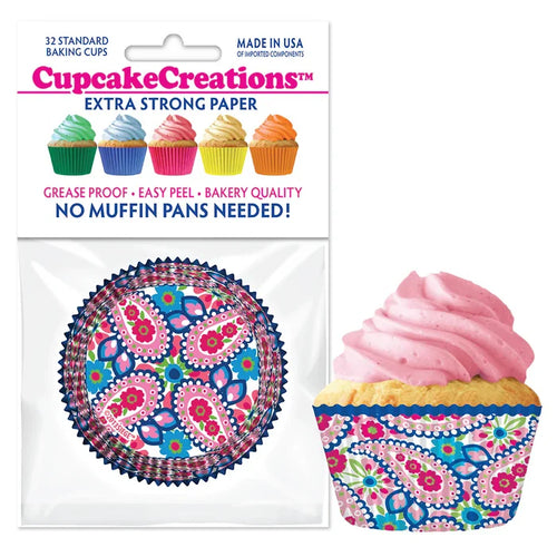 Cupcake Creations Pink Paisley Baking Cups
