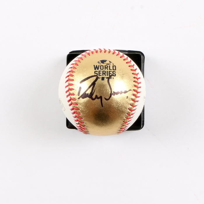 Dansby Swanson Signed gold Official 2021 World Series Baseball Atlanta Braves