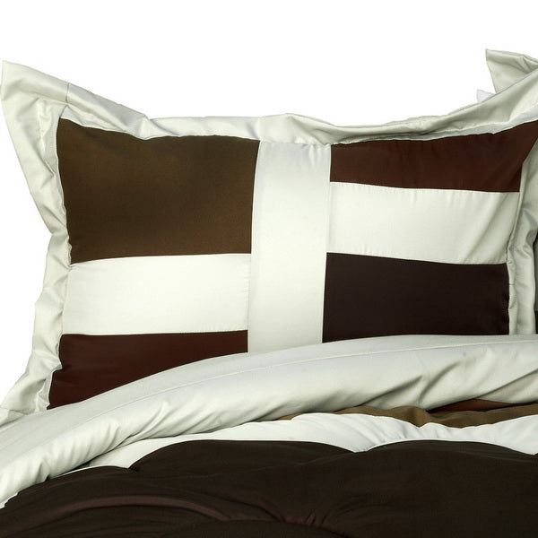 Dark Brown & Grey Modern Geometric Patchwork Teen Bedding Twin Comforter Set