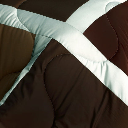 Dark Brown & Grey Modern Geometric Patchwork Teen Bedding Twin Comforter Set