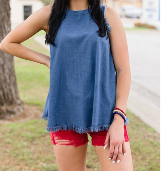 Denim Hot Dang tank- PLEASE SIZE DOWN -- THESE RUN BIG