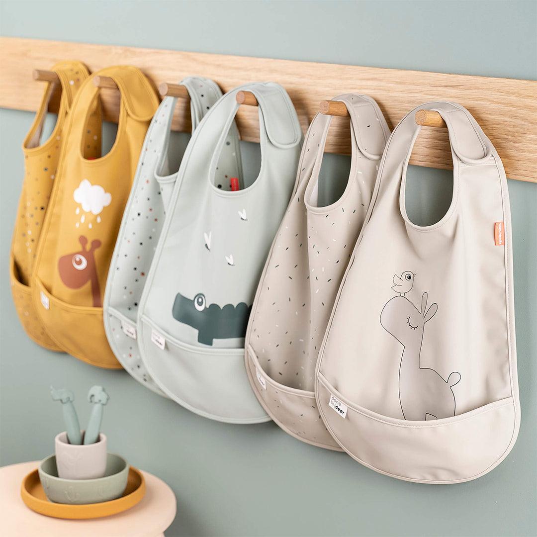 Done By Deer Bib with Velcro 2 Pack - Croco Green