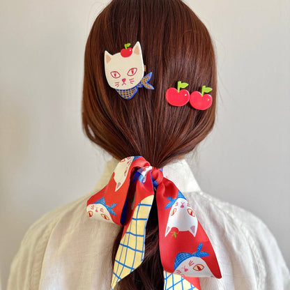 Apples Kitty Cat Alligator Hair Clip