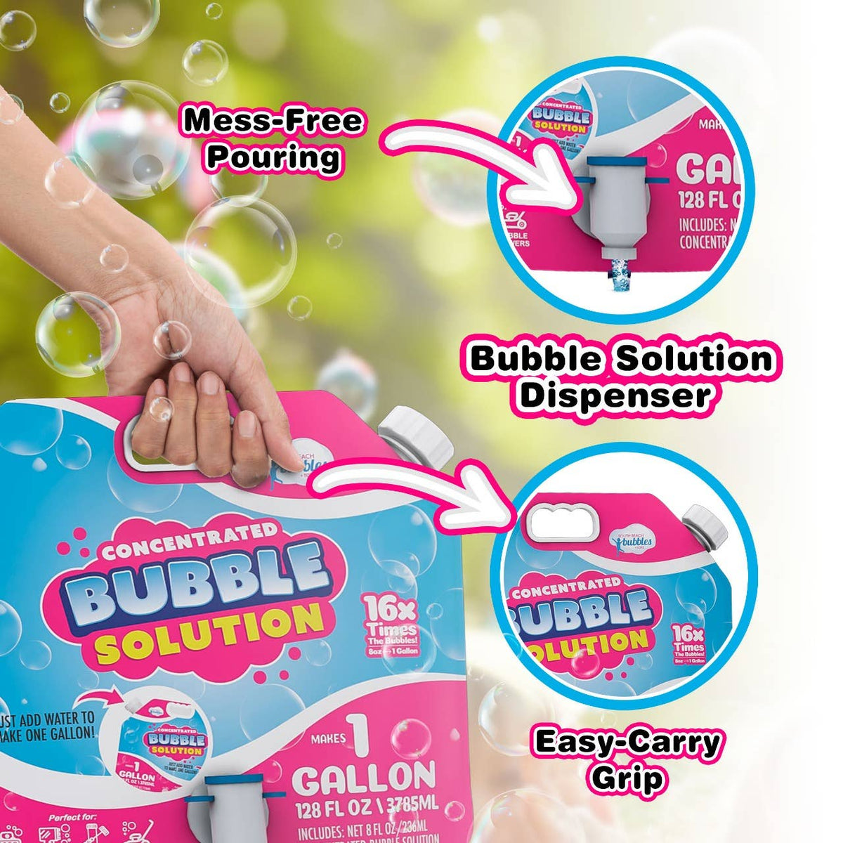 Bubble Solution Refill with Dispenser (Makes 64oz/ 1 Gallon)
