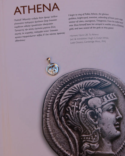 Sterling silver 925 coin pendant with Athena, ancient Greek goddess of wisdom wearing her helmet, made in Greece. Greek coin jewelry