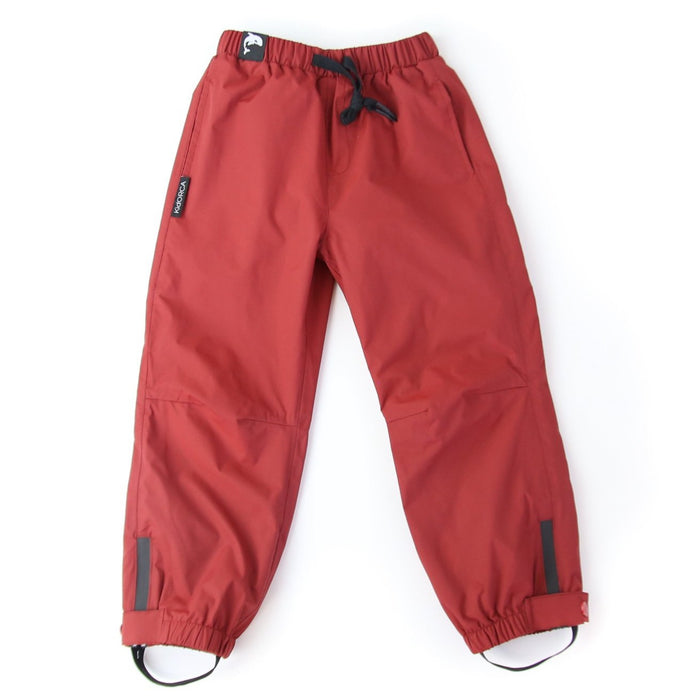 Kids merlot hard-shell waterproof rain pants – front view