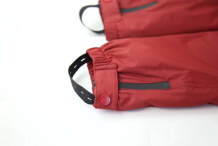 Ankle cuff detail – merlot waterproof rain pants