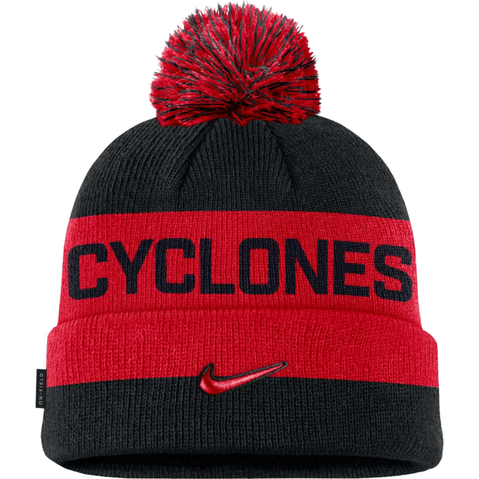 Iowa State Cyclones Nike Red/Grey Cuffed Pom Beanie