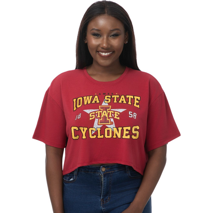 Iowa State Cyclones Women's Boxy Crop Red Star Tee