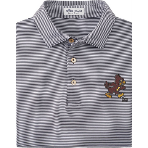 Iowa State Vintage Cy Men's Peter Millar Grey Stripe Polo