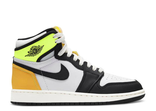 Jordan 1 Retro High White Black Volt University Gold (GS) (WORN)