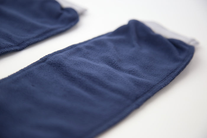 Close-up of fleece sock fabric texture – soft and plush