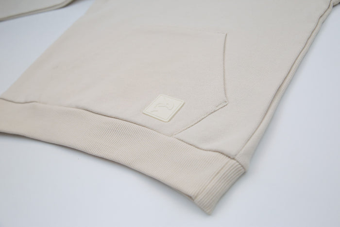 Close-up of french terry fabric on oat kids hoodie