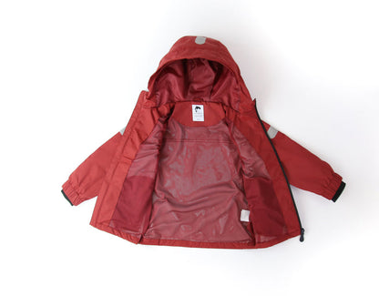 Kids merlot waterproof rain jacket – front view