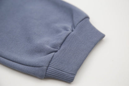 Rib cuff and side pocket detail on flint french terry kids sweatpants