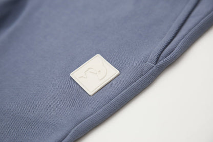 Rib cuff and side pocket detail on flint french terry kids sweatpants