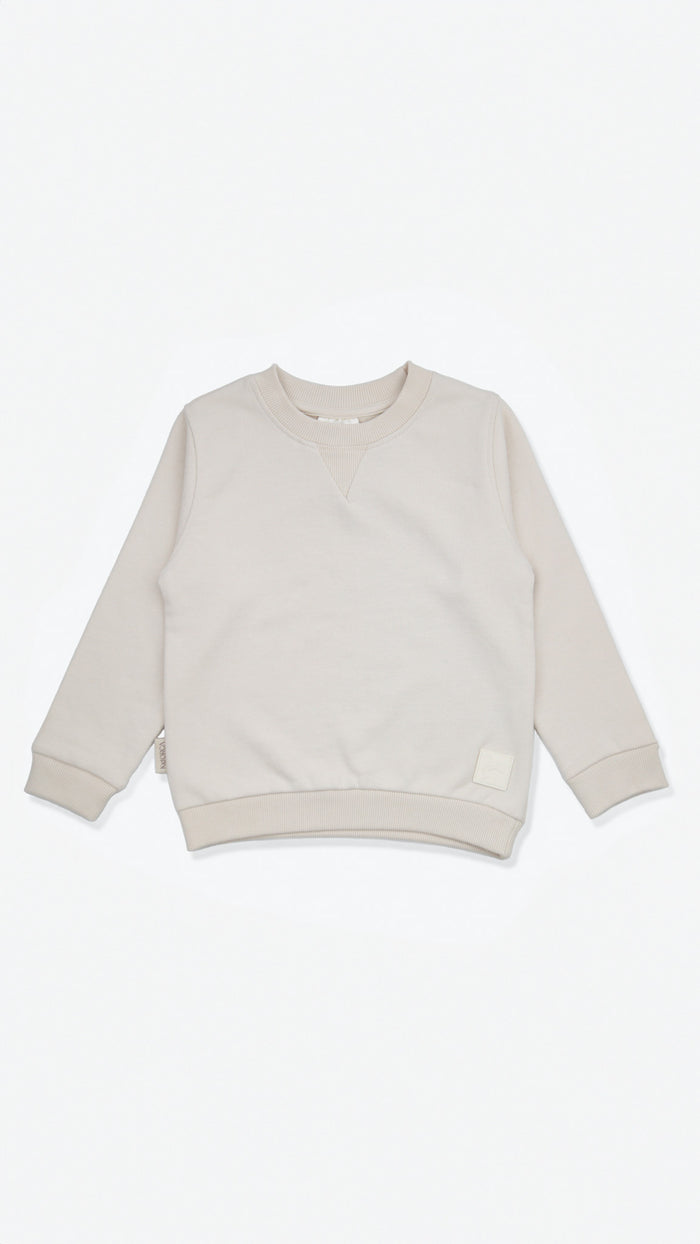 Organic french terry kids sweatshirt in oat color – front view