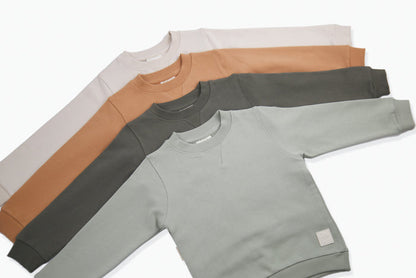 Organic french terry kids sweatshirt in sage green – front view
