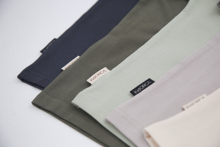 Crew neckline and seam detail on lava kids tee
