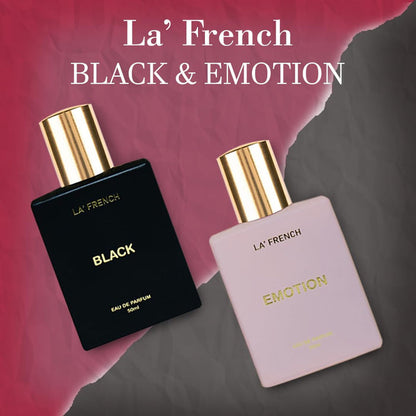 La French Black & Emotion Unisex Luxury Perfume Gift Set 50ml X 2 Pcs | Eau De Parfum