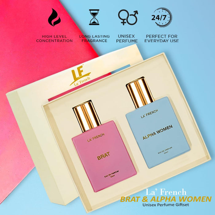 La French Unisex Perfume Gift Set Brat & Alpha Women Gift Set (2 x 50ml)