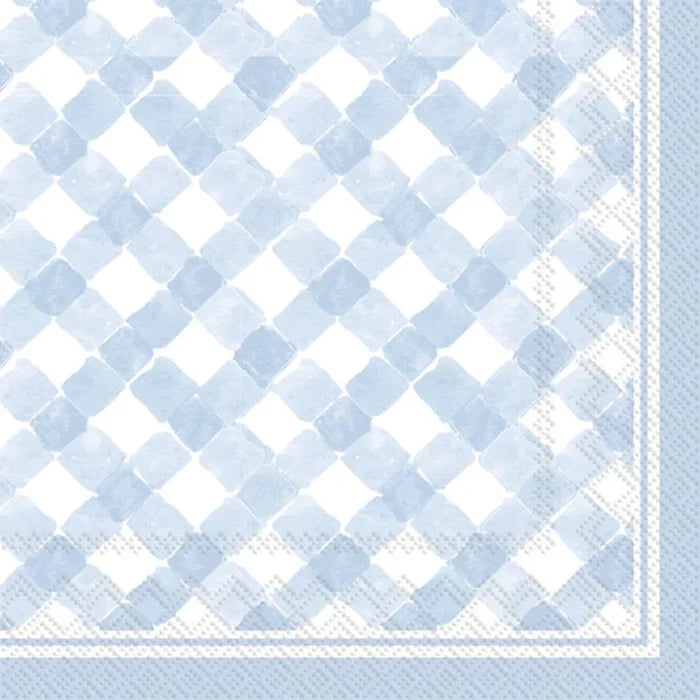 Light Blue Gingham Cocktail Napkins