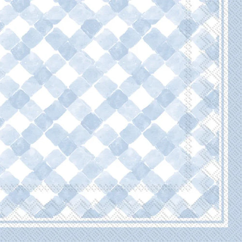 Light Blue Gingham Cocktail Napkins