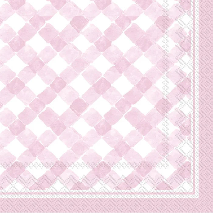 Light Rose Gingham Cocktail Napkins