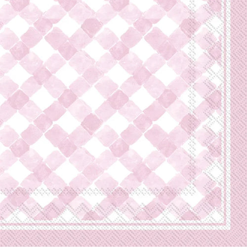 Light Rose Gingham Cocktail Napkins