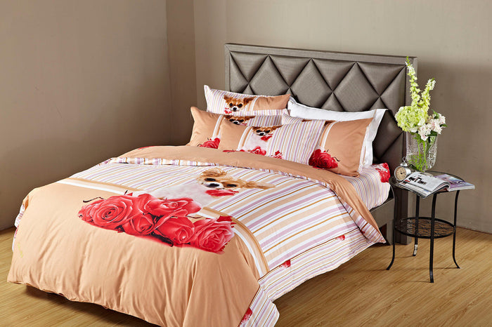Chihuahua Dog Themed Girls Bedding Twin or Queen Duvet Cover Set Puppy Designer Ensemble