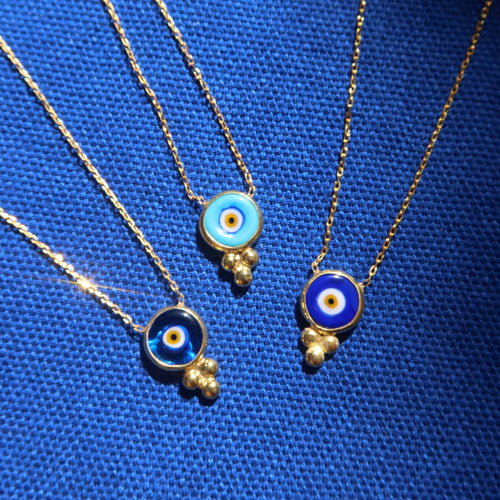 Mati Murano Glass Evil Eye Trefoil Necklace | 18k Gold-Plated Sterling Silver 925