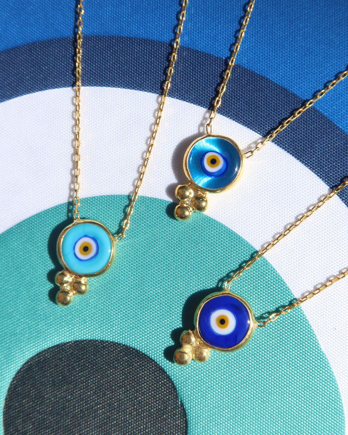 Mati Murano Glass Evil Eye Trefoil Necklace | 18k Gold-Plated Sterling Silver 925