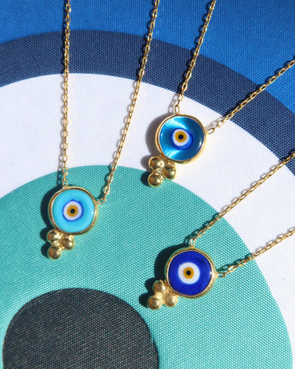 Mati Murano Glass Evil Eye Trefoil Necklace | 18k Gold-Plated Sterling Silver 925