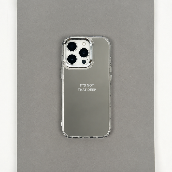 Mirror effect phone case with motivational slogan printed onto the mirror.